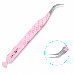 Pinzas de Extensión de Pestañas Curvas Resistentes con Diseño de Corazón Rosa de Alta Calidad, Punta de Precisión de Acero Inoxidable - Product Image 1