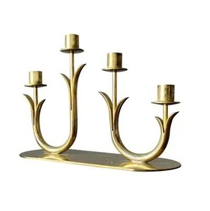 Elegant 3 Arm <b>Gold</b> Candelabra Stand Modern S Shaped Metal Candle Holder for Wedding Centerpieces Dining <b>Table</b> Decor and Home - Product Image 2