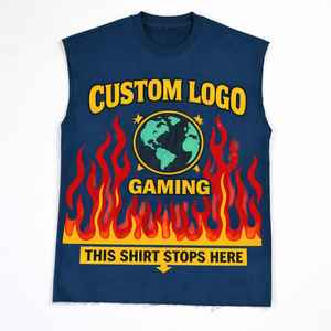 Gilet pour homme en coton 100% de haute qualité, imprimé sur mesure avec logo, strass, streetwear, délavé à l'acide, faible MOQ, vente en gros - Product Image 5