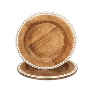Assiette décorative ronde en bois faite à la main, marron, style rétro, gravure végétale, assiette de présentation pour table - Product Image 3