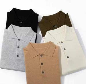 Chemise à manches courtes en tricot pour homme, motif à pois, coupe décontractée, boutons sur le devant, 100% coton, séchage rapide - Product Image 1