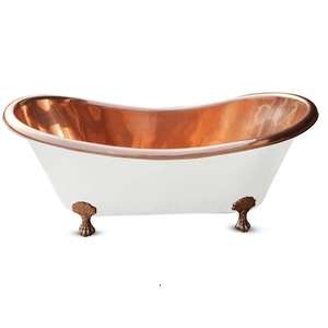 Bañera Independiente de Lujo Ecológica y Duradera en Negro Mate y Cobre Pulido, Diseño Curvo Elegante de Dos Tonos - Product Image 6