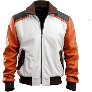Veste de moto en cuir PU pour homme, style classique, look motard, vêtements de moto tendance, veste en cuir décontractée. - Product Image 2