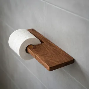 Portarrollos de Papel Higiénico de Madera con Estante, Soporte de Pared para Rollo de Papel Higiénico con Soporte para Teléfono y Estante de Almacenamiento, Madera Rústica - Product Image 5