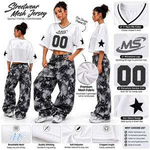 เสื้อฟุตบอลผ้าตาข่ายแบบสั่งทำพิเศษทรงหลวม คอวี แขนสั้น สไตล์สตรีทแวร์ ประดับคริสตัล ขายส่ง B2B - Product Image 5