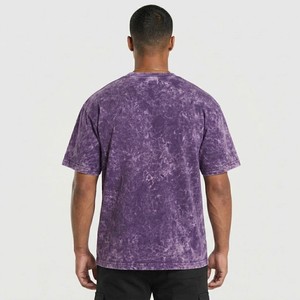 Camiseta de Hombre con Estampado de Mármol Morado, Estilo Vintage, Cuello Redondo, Manga Corta, Corte Holgado, Estilo Urbano, Tie Dye, Informal - Product Image 2