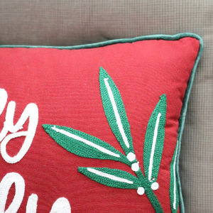 Funda de Cojín Navideña Personalizada de Fábrica, Funda de Almohada Decorativa Bordada para Sofá, para una Feliz Navidad - Product Image 2