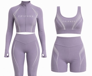 Ropa Deportiva al por Mayor, Conjunto de Yoga de 2 Piezas para Mujer, Sólido, Transpirable, de Secado Rápido, Ecológico, Ligero, Spandex/Nailon - Product Image 1