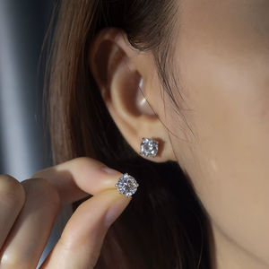 Boucles d'oreilles en diamant, taille brillant rond, couleur D, certifiées GIA, bijoux classiques de fiançailles pour femmes - Product Image 5