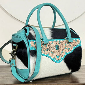 Nouveau sac Speedy en cuir de vachette, sac à main western en cuir repoussé à la main avec bandoulière, sac de voyage spacieux et sac bandoulière - Product Image 4