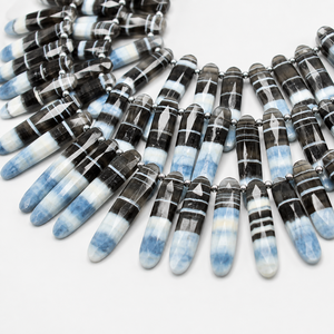 Perles en opale bleue naturelle bio, facettées, en forme de bâtonnets, pierres précieuses en opale bleue, perles en vrac pour la fabrication de bijoux, colliers - Product Image 1