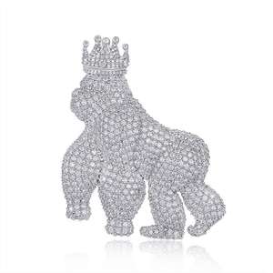 Colgante de Plata de Ley Chapado en Oro con Diamantes Cultivados en Laboratorio, Estilo Hip Hop, con Diseño de Animal, para Hombre - Product Image 2