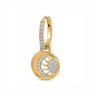 Pendientes de diamantes con diseño de círculo de sol y luna - Product Image 3
