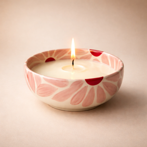 Vase à bougie en céramique rayé sur piédestal, bol large, épais, durable, résistant à la chaleur, finition lisse, mèche unique, décoration moderne pour la maison - Product Image 6