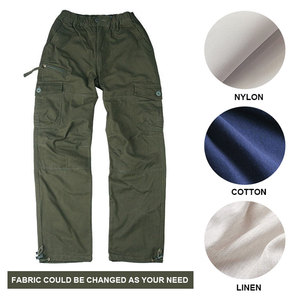 Pantalon cargo pour homme, taille élastique, plusieurs poches, en toile, coupe droite décontractée, respirant, poids moyen, pour le printemps - Product Image 6