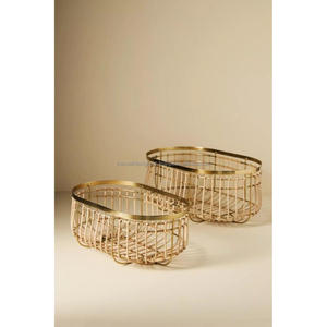 Food Contact Safe Metal <b>Storage</b> <b>Baskets</b> Gift Sets Gold Plates Luxury Iron <b>Wire</b> Fruits <b>Basket</b> Gift Hampers & Bins Home Decoration - Product Image 1