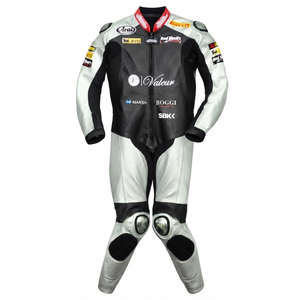 Traje de Carreras Leon Haslam MotoCP, Traje de Cuero Completo de Primera Calidad de Una Pieza para Días de Pista con Deslizadores - Product Image 1
