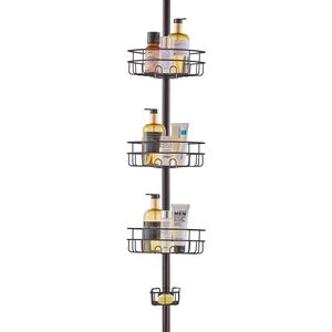 39\" 125\" High Multi-Functional <b>Shower</b> Corner Caddy Strong Tension Pole Rust-Resistant Load Bearing <b>Tray</b> <b>Shower</b> Room Accessory - Product Image 1