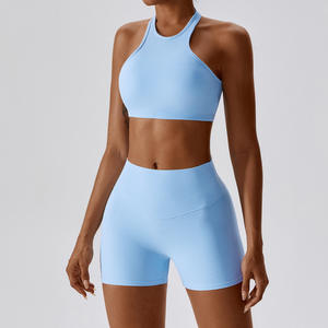 Custom OEM Solid Yoga Shorts V-<b>Shaped</b> Waist Tummy Control Full Length for Breathable Moisture Wicking Stretch Fabric Gym - Product Image 3