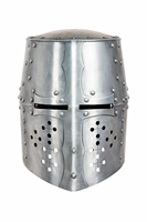 Casque de Chevalier Templier Médiéval en Acier Doux Poli pour Reconstitutions Historiques, Cosplay et Costumes d'Halloween