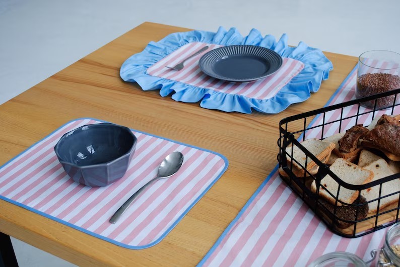 Custom Handmade Reusable Pink Striped Cotton