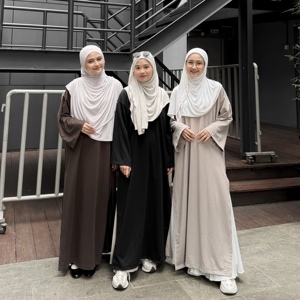 เดรสยาวทรงหลวมสำหรับผู้หญิง คอกลม แขนยาว สีพื้น เรียบร้อย สไตล์อบายะ ทรงโอเวอร์ไซส์ ระบายอากาศได้ดี ผลิตจากโพลีเอสเตอร์ - Product Image 4