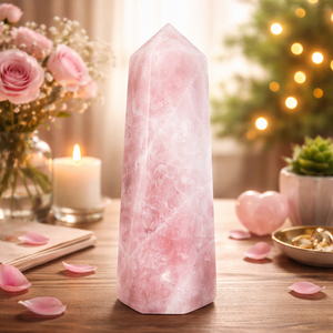 Grande tour en quartz rose naturel, obélisque en cristal rose, gravé, écologique, de haute qualité, pierre de guérison, générateur, décoratif - Product Image 2