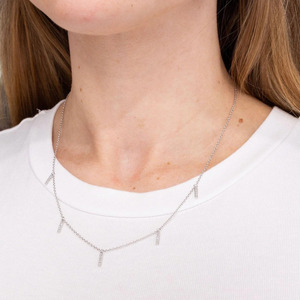 Collar con Colgante de Barra de Diamantes en Oro Blanco - Product Image 3
