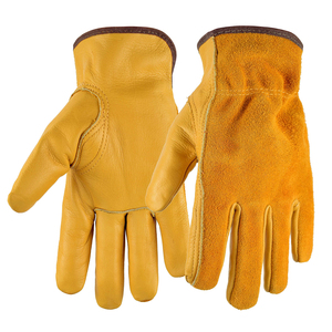 Customized Insulated Leather Work <b>Gloves</b> For Men Regular Work Reinforced Fingertips Double Thread Swing Work <b>Gloves</b> - Product Image 2