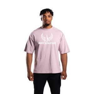เสื้อยืดโอเวอร์ไซส์สีชมพูอมเทาสำหรับผู้ชาย ผ้าฝ้ายสโตนวอช คอกลม ทรงหลวม สไตล์ลำลอง แฟชั่นสตรีทแวร์ - Product Image 1