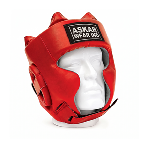 Askar Wear Ind <b>Boxing</b> <b>Headgear</b> Red Cowhide Leather Protective Training Gear - Product Image 2