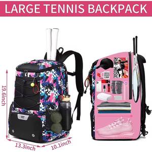 Large Capacity Tennis Backpack Waterproof Racket Bag with Shoe Compartment Wet Pocket & Air Holes For Men Women Tennis - Product Image 4