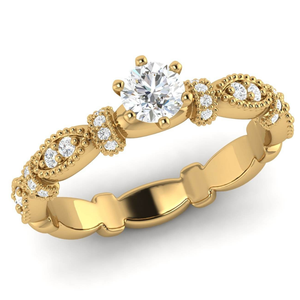 Anillo de Diamantes Solitario Redondo de Oro Amarillo de 14K para Mujer |   Anillo de Compromiso y Boda de 0.60TCW, Joyería Fina Elegante, Regalo Ideal - Product Image 3