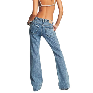 2026 PRINT CRAFT SPORTS New Design Sparkling Crystal Men's <b>Women's</b> Flare <b>Jeans</b> Casual Regular Fit Polyester High <b>Elastic</b> - Product Image 2