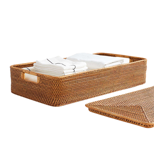 Wholesale <b>Large</b> Rattan Underbed Storage Basket With Lid, Handwoven Wicker Clothes Laundry <b>Hamper</b> For Hotels Vietnam - Product Image 4