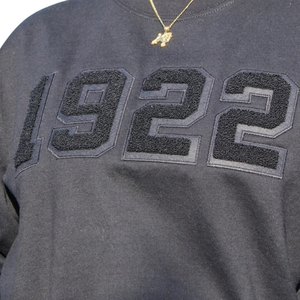 เสื้อสเวตเชิ้ตปักลายเชนิลล์สีดำทั้งตัว ปี 1922 แบบยูนิเซ็กส์ สไตล์กรีก สำหรับชมรมนักศึกษา คอกลม ลำลอง สตรีทแวร์ - Product Image 3