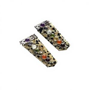 Collier Pendentif Guérison 7 Chakras en Quartz Argenté Tibétain, Plaqué Argent Antique, Pointe Plate, Tendance Unisexe Spirituel, Vente en Gros - Product Image 1