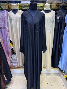 Abaya de Alta Calidad, Modesta, Estilo Dubái, con Cuentas y Lentejuelas, Manga Larga, Tradicional Musulmana, Hecha a Mano, para Boda, de Poliéster Transpirable, Cuello en V, para Mujer - Product Image 2