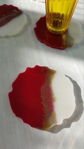 Handmade Resin <b>Coaster</b> Set – Elegant Epoxy <b>Coasters</b> for <b>Drinks</b> Resin <b>Coasters</b> with Gold Leaf – Luxury Table Decor Set - Product Image 4