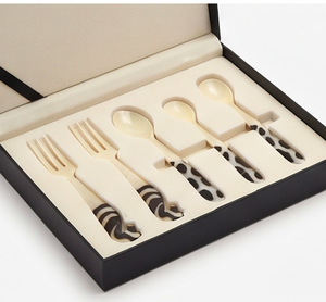 Ensemble de couverts modernes en métal avec poignées imprimées zèbre et léopard, compatibles lave-vaisselle, pour service de fête - Product Image 6