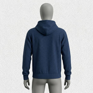Sweat-shirt à capuche homme en coton lourd de haute qualité 450 GSM, bleu marine, fermeture éclair, personnalisable avec logo, streetwear. - Product Image 3