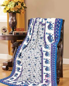 Couette légère en coton de Jaipur pour lit simple/Razai/Rajai, motif floral, 85x55 pouces, douce et confortable, literie toutes saisons, bleu-S-203 - Product Image 4
