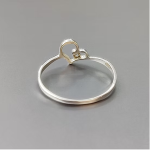 Anillo Doble Corazón de Plata de Ley 925, Elegante Diseño Calado, Joyería de Promesa para Aniversario o Regalo de Boda - Product Image 3