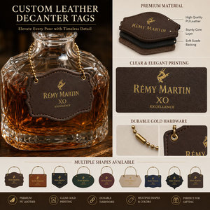 Étiquettes en cuir personnalisées pour carafes à vin promotionnelles, en gros - Product Image 4