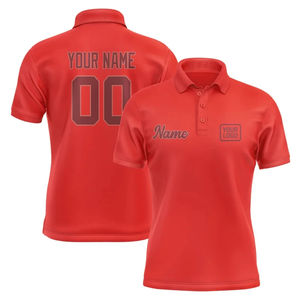 Camisetas Polo Personalizadas en Rojo Anaranjado, con Nombre, Nombre del Equipo, Logotipo y Número Personalizados, Uniformes de Equipo, Camisetas Holgadas para Dardos, Bolos y Billar - Product Image 1