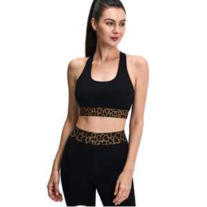 Conjunto Deportivo de 2 Piezas para Mujer, Sujetador Deportivo Negro Sólido y Leggings Largos con Cintura Elástica, para Gimnasio y Yoga - Product Image 1