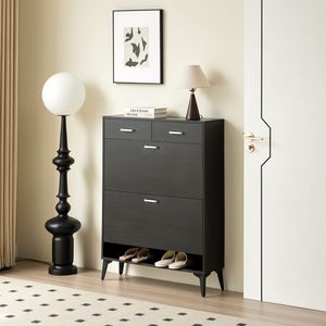 Scarpiera Moderna Autoportante con 2 Cassetti Ribaltabili, Organizzatore di Grandi Dimensioni con 2 Cassetti - Product Image 1