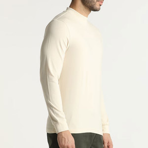 Camiseta de Cuello Alto de Punto para Hombre, Color Crema, Manga Larga, Estilo Casual, Corte Regular - Product Image 4