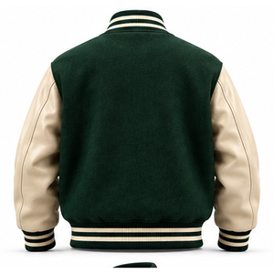 Blouson universitaire homme en mélange de laine très demandé, manches en cuir PU crème, manteau thermique épais style Letterman, vêtement d'hiver OEM - Product Image 2
