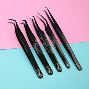 Best Seller 90° Lash Tweezers Black Eyelash Extension Tweezer Lightweight Isolation Wholesale Manufacturer <b>Tool</b> - Product Image 1